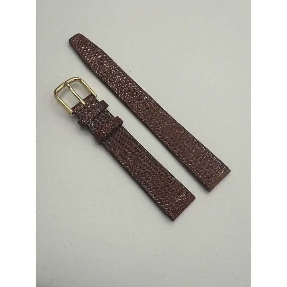 16mm Kreisler Tan Genuine Lizard NOS Vintage Watch Band & Gold-Tone Buckle